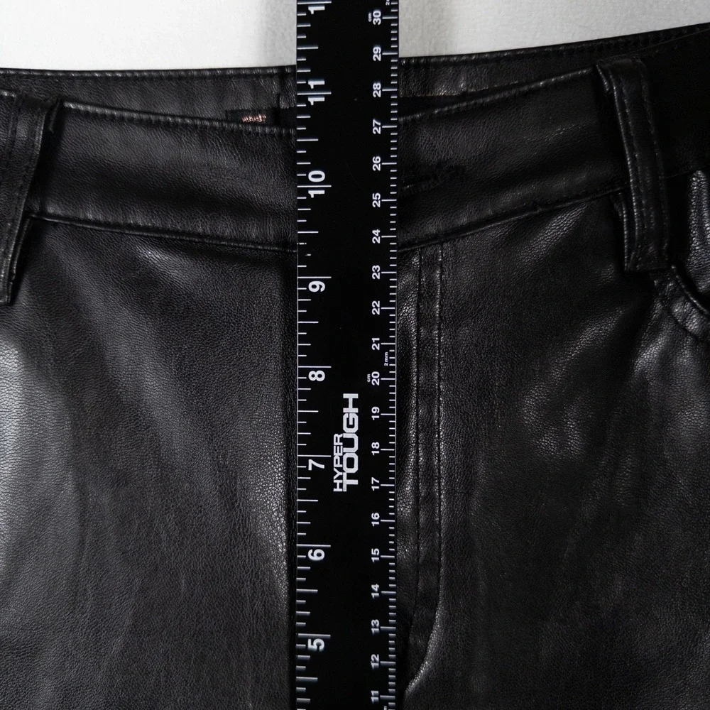 Dollhouse Pants 5/6 Black Faux Leather Straight Leg Y2K Grunge Streetwear Club